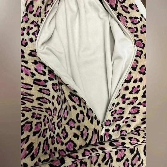 2/$12 Thalia Sodi Pantsuit XS Jumpsuit Pink Leopard Print Wide Leg Sleeveless - Picture 6 of 15